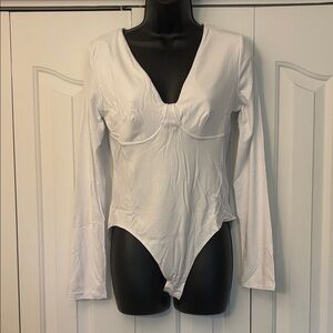 Mango Pop Long Sleeve Bodysuit Women Size Large